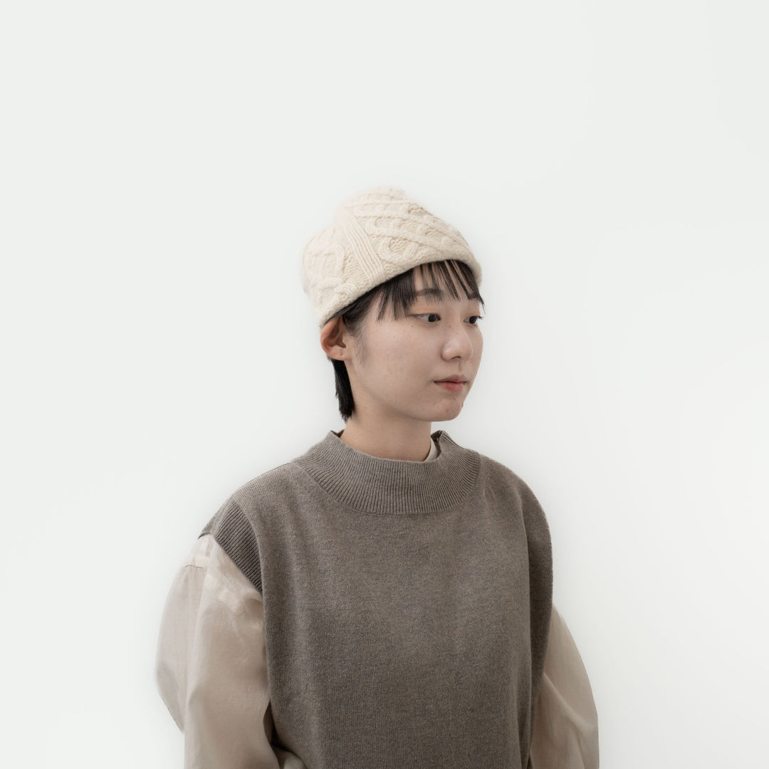 2025AW mature ha./　slant cutting knit cap aran MK-2635-D