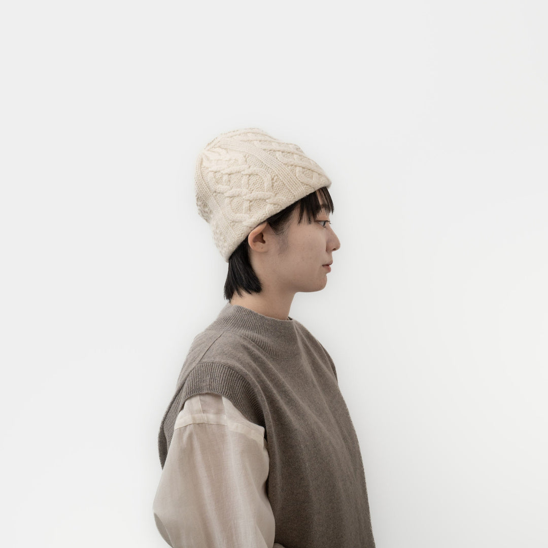 2025AW mature ha./　slant cutting knit cap aran MK-2635-D
