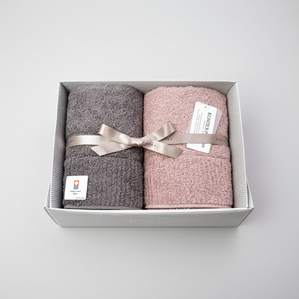 KONTEX /　KONTEX PREMIUM フェイスタオル2枚セット PINK/GREY - haus-netstore