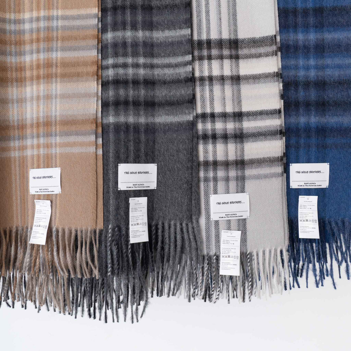 THE INOUE BROTHERS.../　Large Brushed Stole (Pattern)TIB22-AL2004ML-CHECK-BLACK - haus-netstore