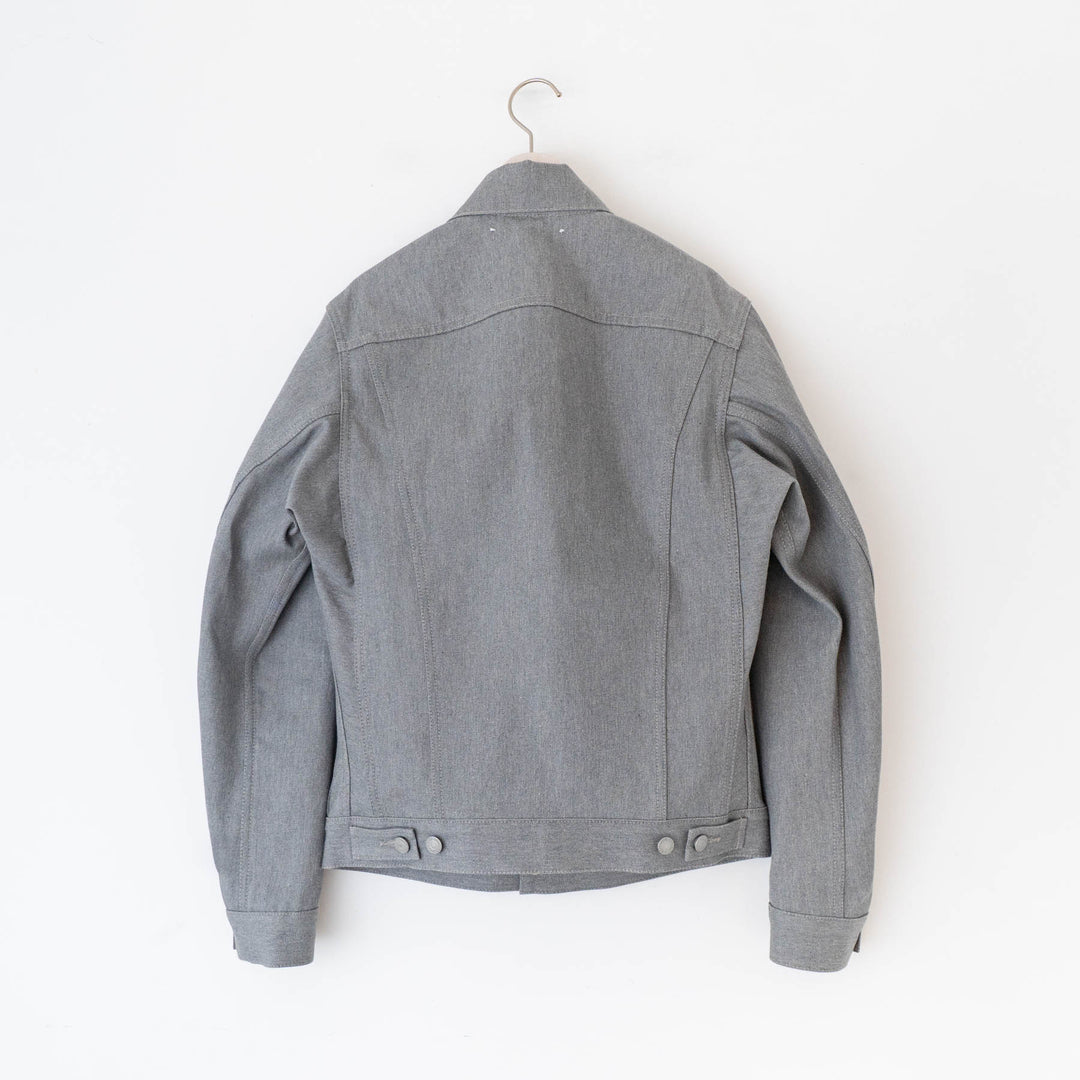 SCYE BASICS/MEN　Melange Grey Denim Detachable Collar Jacket - haus-netstore