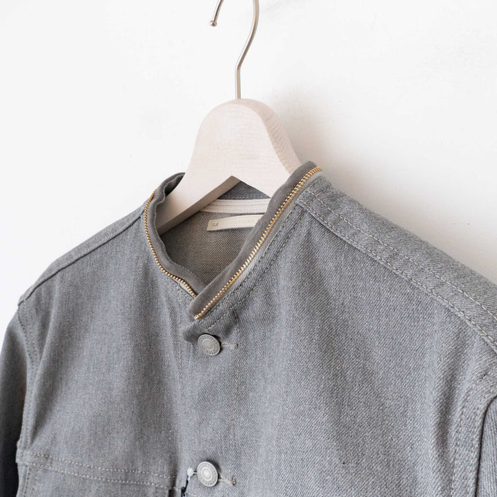 SCYE BASICS/MEN　Melange Grey Denim Detachable Collar Jacket - haus-netstore