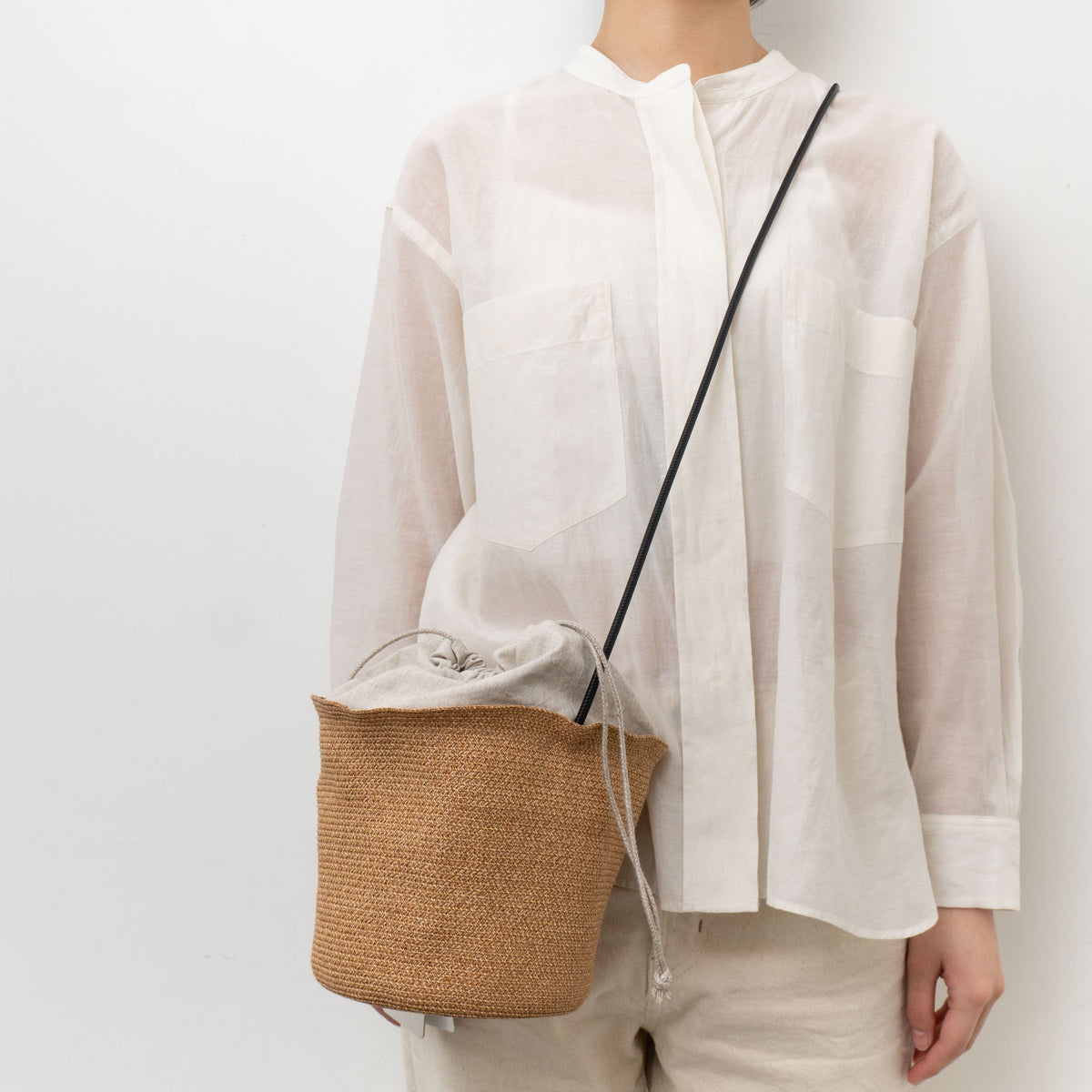 2026SS mature ha.｜paper abaca braid bucket bag small MBOX-700BUBGS