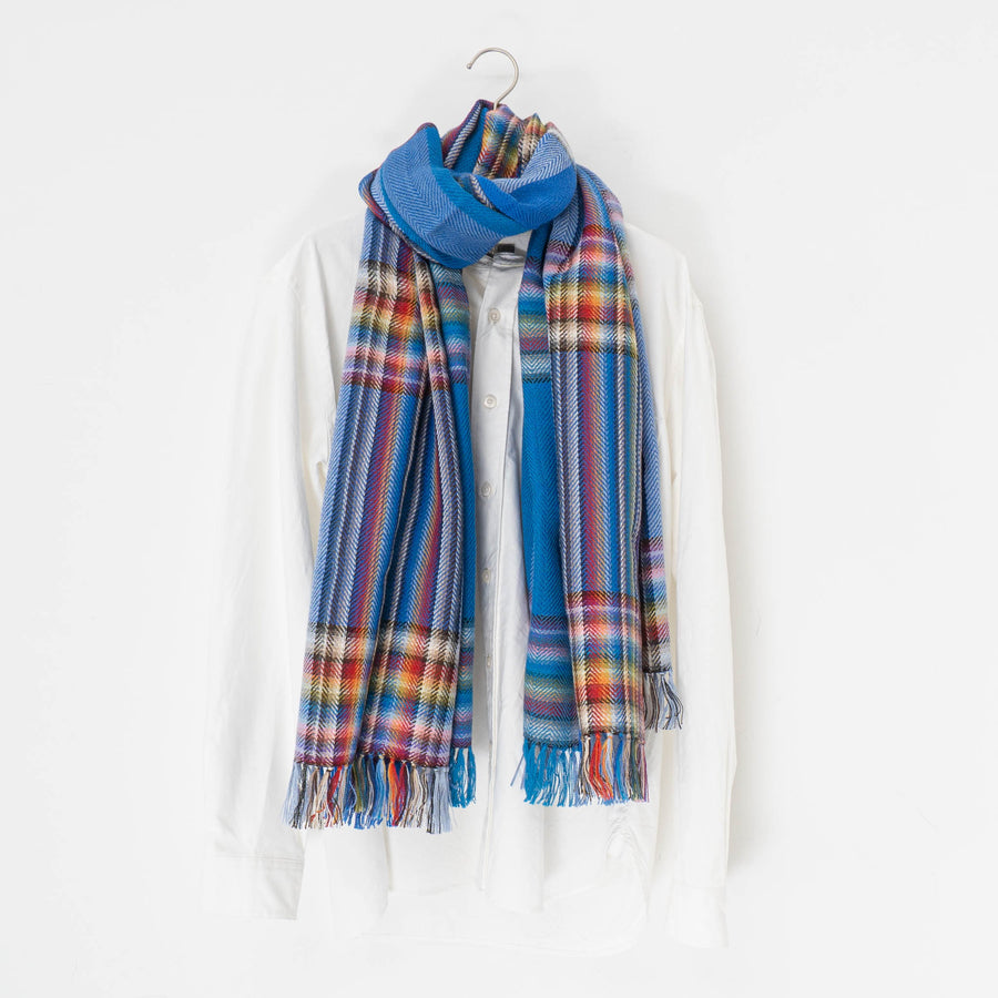 THE INOUE BROTHERS.../　Multi Colored scarf TIB21-AL5002ML-blue - haus-netstore
